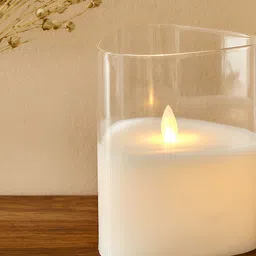 Home Centre Transparent & White Glass LED Candle Light-28