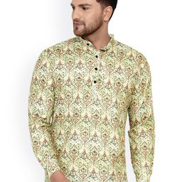VEERA PARIDHAAN Ethnic Motifs Printed Band Collar Straight Short Kurta-image-80