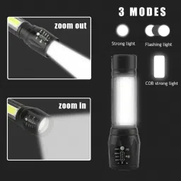 akr USB Rechargeable Mini Pocket Torch Light With Focus Light 5 hrs Torch Emergency Light image 4