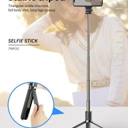 POZUB Selfie Stick with LED Fill Light For Making Videos Detachable BT Remote Gimbal Tripod, Monopod, Monopod Kit, Tripod Ball Head, Tripod Bracket, Tripod Clamp, Tripod Kit image 2