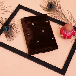 Unstitched Velvet Blouse Material Embroidered-image-15