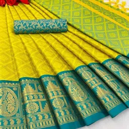 Printed, Temple Border, Woven, Embellished, Solid/Plain Banarasi Art Silk, Cotton Silk Saree-picture-14