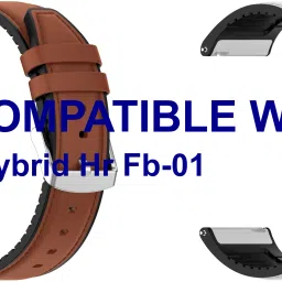 ACM WSM33U22BRWT1054 Pack of 2 Watch Strap Leather Silicone 22mm for Fossil Hybrid Hr Fb-01 Smartwatch (Brown/White) Smart Watch Strap-image-4