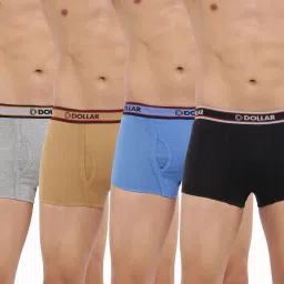 Pack of 4 Combed Cotton Double Pouch Support Solid Men Trunk-image-35