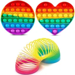 2pc Pop It Fidget Toy Popit Game With Magic Spring 1pc Ring Hand Puppets-19