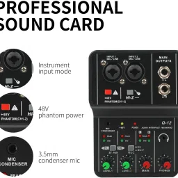 dawnrays Mini Audio Mixer V8 2 Channel With 48V Phantom Power Sound Effects Interface Digital Sound Mixer image 2