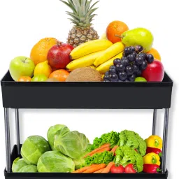 2 Layer Rolling Storage Rack with Wheels Kitchen Storage Organizer Trolley Plastic Kitchen Trolley-image-52