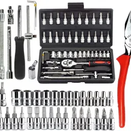46 in 1 Pcs Tool Kit & Screwdriver set and Socket Set Wrench Set Multi Purpose Socket Set-image-7