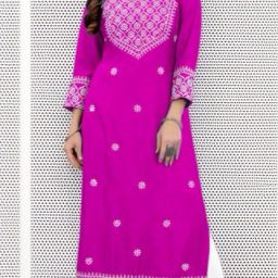 Women Embroidered Viscose Rayon Straight Kurta-image-31
