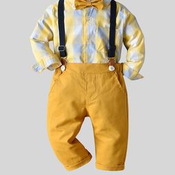LULU & SKY Boys Checked Pure Cotton Shirt With Suspender Trousers-image-61