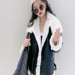 Xsole Kids Leather Single Breasted Fur Lining Winter Overcoat-image-44