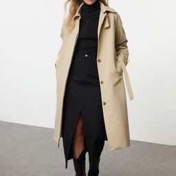 Trendyol Pure Cotton Single-Breasted Overcoats-image-7