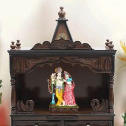 DZYN Furnitures Brown Wooden SukhatMan Wall Mount Pooja Mandir Without Door-image-89