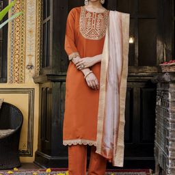 Navlik Women Ethnic Motifs Embroidered Kurta with Trousers & Dupatta-22