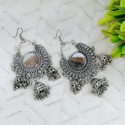 OPUS GEMS Ghungroo Beaded Mirror Dome Shaped Jhumkas-picture-20