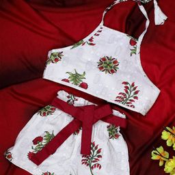 Anneca Girls Floral Printed Halter Neck Top With Shorts-image-85