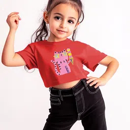 Nauti Nati Girls Cotton Printed Bio Finish T-shirt-image-95