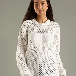 Tommy Hilfiger Women Brand Logo Self Design Round Neck Regular Pullover-picture-12