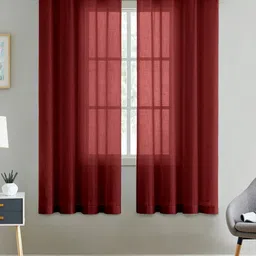 Aura Maroon 2 Pieces Window Curtains-picture-12