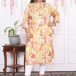 FLAVIA CREATION Plus Size Floral Printed Pure Cotton Kurta-image-62