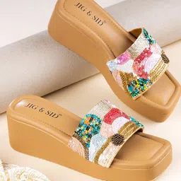 JIG & SID Women Embellished Platform Heel Sandals-10