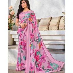 Laxmipati Floral Beads and Stones Poly Georgette Saree-image-15