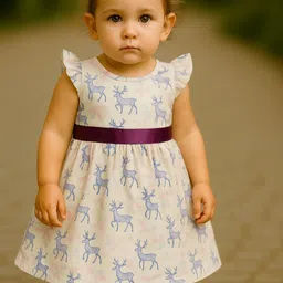 TotzTouch Kids-Girls White BLENDED Fit and Flare Dresses-picture-7
