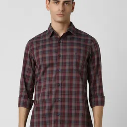 Van Heusen Sport Men Spread Collar Tartan Checked Cotton Slim Fit Casual Shirt-image-85