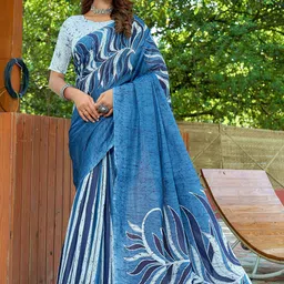 Munir Floral Printed Pure Cotton Bagru Saree-image-99