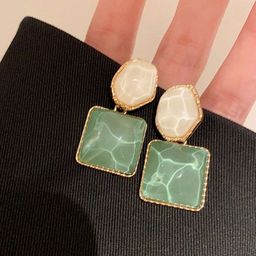 Celestria Artificial Stones Studded Square Shaped Drop Earrings image 2