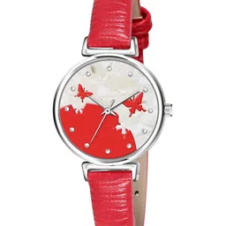 VIRAKTI Women Printed Dial & Leather Straps Analogue Watch F-95-RED-G-image-37