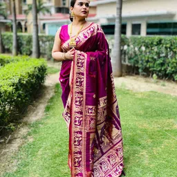 yourwish Woven Design Zari Art Silk Baluchari Saree-53