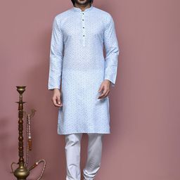 RANAK Men Printed Regular Pure Cotton Kurta with Pyjamas-16