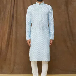 Samyukta Singhania Men Floral Printed Regular Kurta with Trousers-image-23