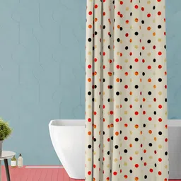 ArtzFolio Off White & Black Printed Waterproof Shower Curtain-image-44