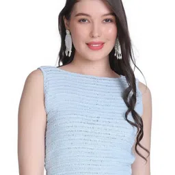 NYCRA Women Floral Self Design Embroidered Sleeveless Tank Crop Top-2