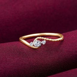 GIVA 14K Yellow Gold Classic Curvy Diamond Ring, Fixed Size, Indian - 12, US - 6-image-8