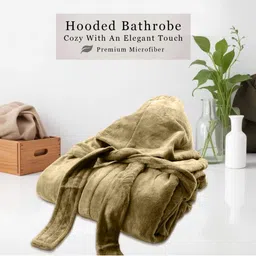 HOUSSE Avocado Green 450 GSM Hooded Bath Robe With Belt-picture-24