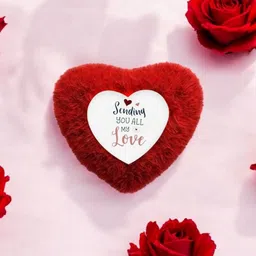 Anikmart Red & White Heart Shape Cushion-36