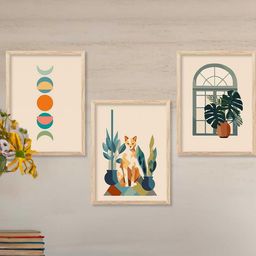 WALLLANE Brown & Orange 3 Piece Wood Wall Paintings-image-105