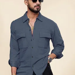 INDOPRIMO Spread Collar Long Sleeves Cotton Casual Shirt-picture-25
