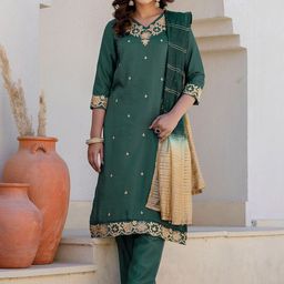 SKYLEE Women Floral Embroidered Kurta with Trousers & Dupatta-picture-13