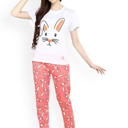 evolove Women Graphic Printed Pure Cotton Night suit-image-9