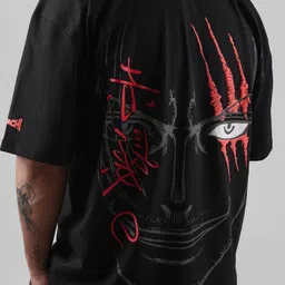 Xenpachi Men One Piece Anime Red Scar Shanks Printed Cotton Oversize Drop Shoulder T-shirt-image-4