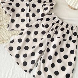 LULU & SKY Girls Polka Dot Printed Top & Wide Pants-image-46