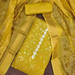SAINOOR Embroidered Pure Silk Semi-Stitched Dress Material-image-39