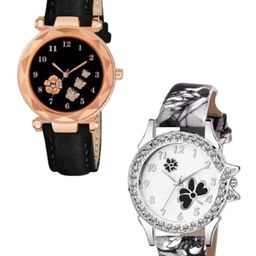 Miss Perfect Women Set Of 2 Embellished Dial & Leather Straps Analogue Watch QE203-picture-3
