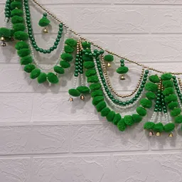 Nutts Green Pompom With Beads Tassel Bandhanwar Festive Decor-image-33