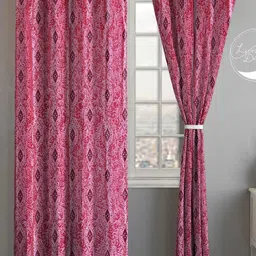 Lunar Days Pink Ethnic Motifs Room Darkening Curtain-15