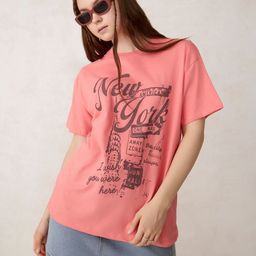 Outzidr Typography Printed Round Neck Drop-Shoulder Cotton Oversized T-Shirt-picture-8